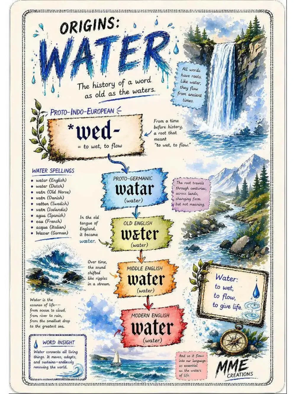 4631 Water Word Definitions 8x10 Glossy Print